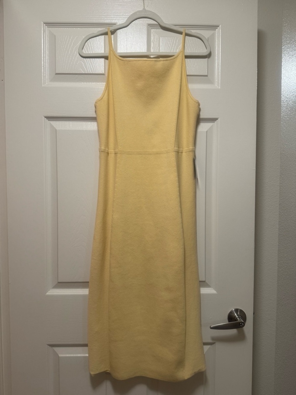 Express Ribbed High Square Neck Midi Sweater Dress - Picture 8 of 16